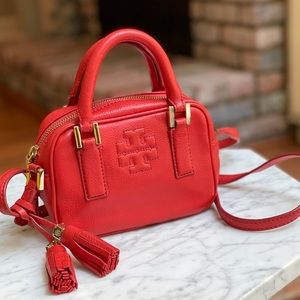 Tory Burch Camera Bag Red Poppy Gold Accents